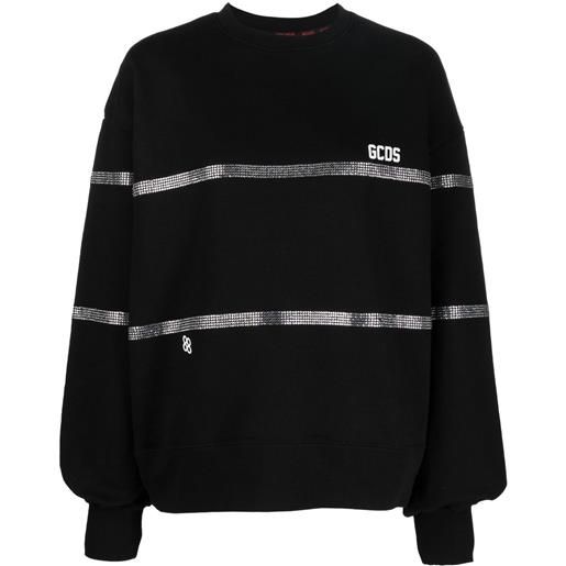 GCDS felpa a righe con decorazione di cristalli - nero