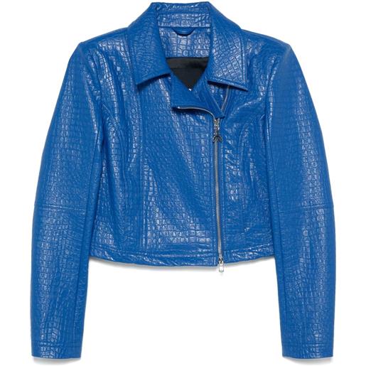 Patrizia Pepe giacca biker con effetto coccodrillo - blu