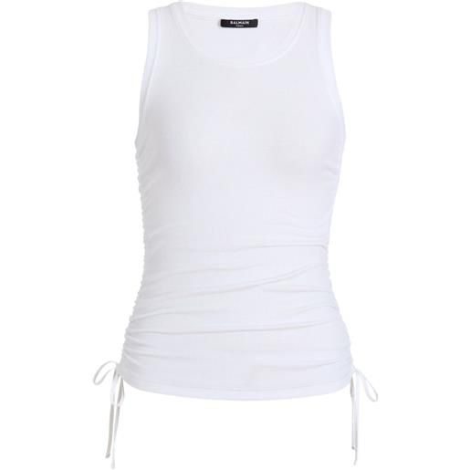 Balmain canotta drappeggiata - bianco