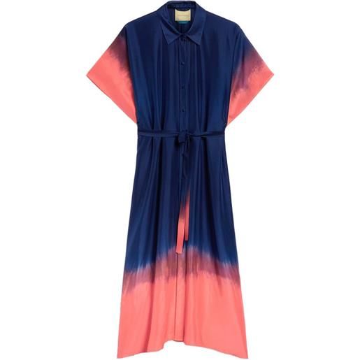 MOMONÌ chemisier midi loma con fantasia tie-dye - blu