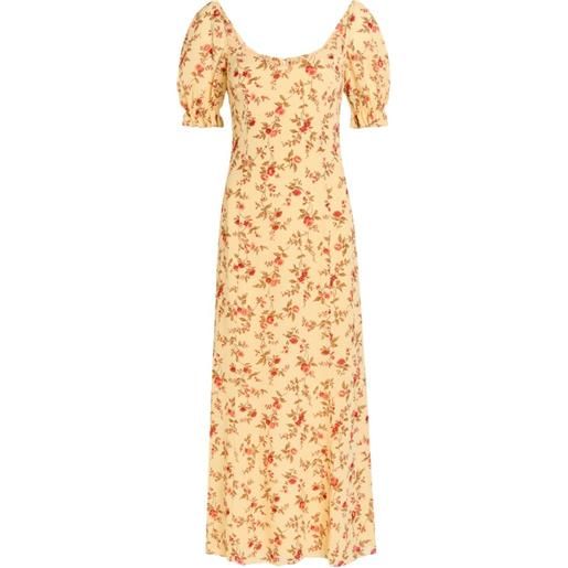 Reformation abito gloria midi a fiori - giallo
