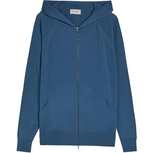 John Smedley felpa carty con zip - blu