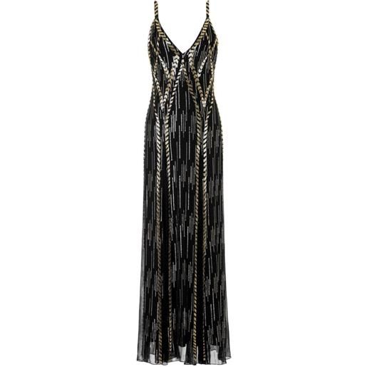 Temperley London abito lungo viola con paillettes - nero