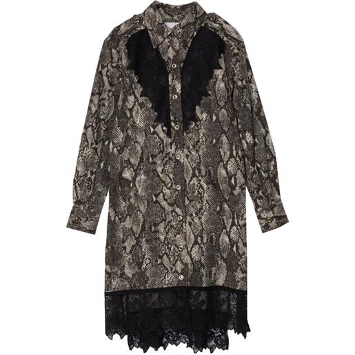 3.1 Phillip Lim snake-print lace-trim midi shirt dress - grigio