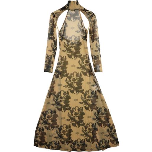 Rokh abito a fiori con cut-out - toni neutri