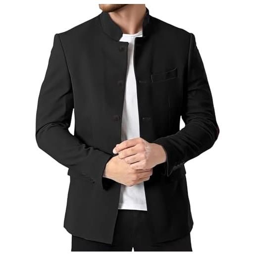 Generic tunica cinese da uomo, giacca classica con colletto alla coreana, cappotti sportivi per balli studenteschi, costumi cinesi drammatici, nero , m