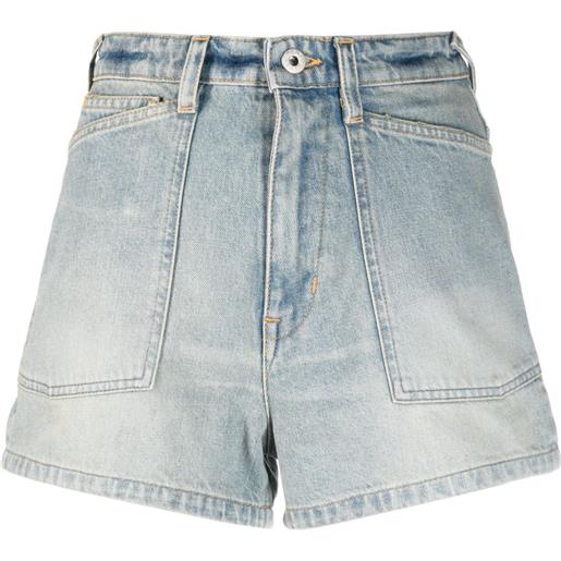 Kenzo shorts denim a vita alta - blu