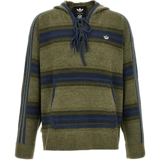 adidas felpa baja clot a righe con cappuccio - verde
