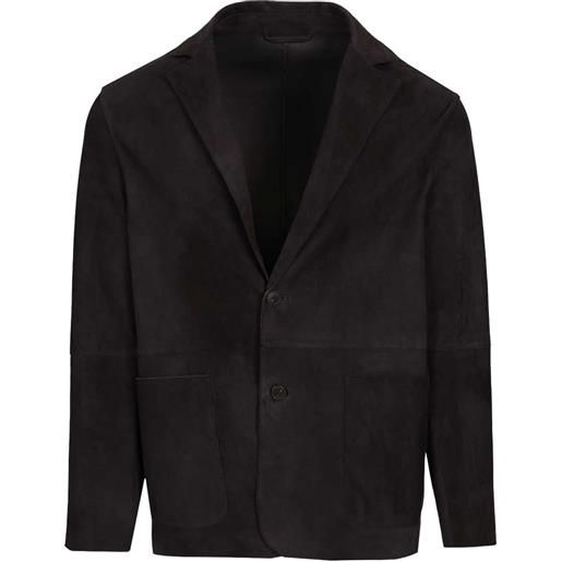 Al Duca D'Aosta 1902 blazer monopetto in pelle scamosciata - blu