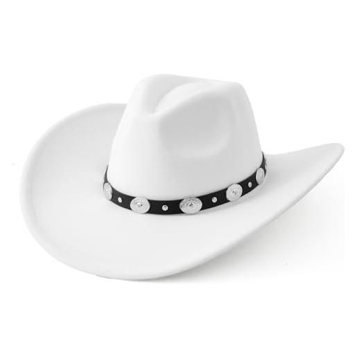 Lanzom cappello panama da donna in feltro a tesa larga con fibbia per cintura, cammello, medium-large