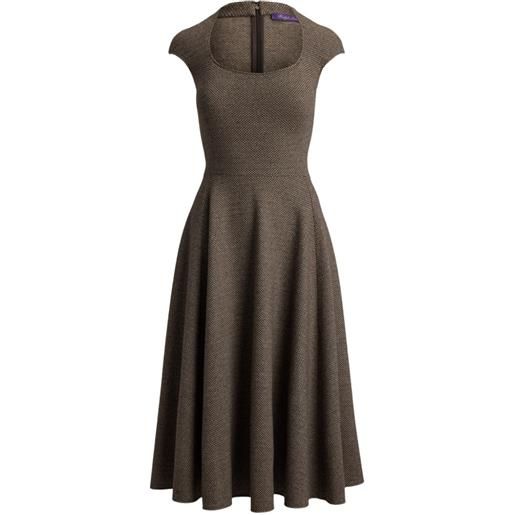 Ralph Lauren Collection abito midi maisey a maniche corte - marrone