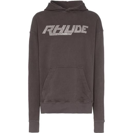 RHUDE felpa con logo di swarovski - nero