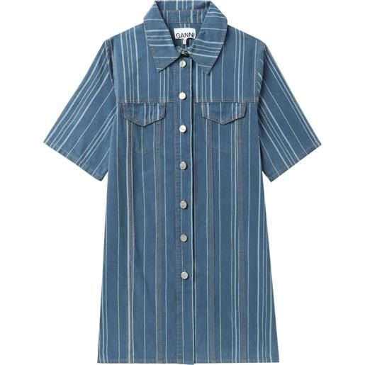 GANNI abito corto denim a righe - blu