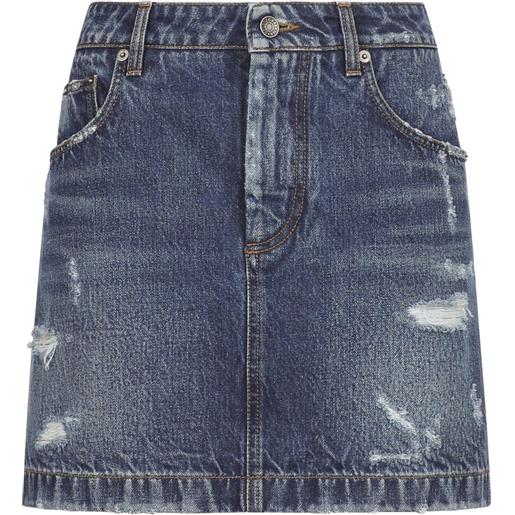 Dolce & Gabbana minigonna denim con effetto vissuto - blu