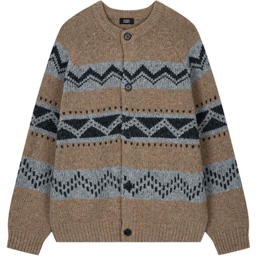 TOMBOY cardigan girocollo fair isle - marrone