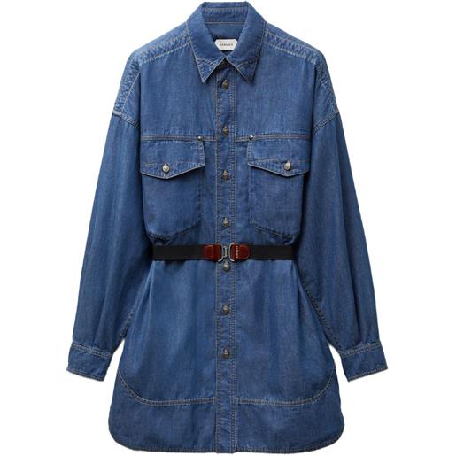 Versace abito corto denim in chambray - blu