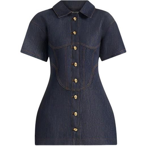Manière De Voir abito mathilde denim indaco con cuciture a contrasto - blu
