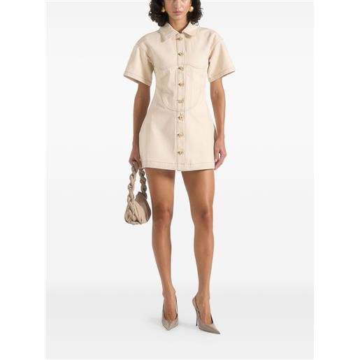 Manière De Voir abito mathilde denim color crema con cuciture a contrasto - toni neutri