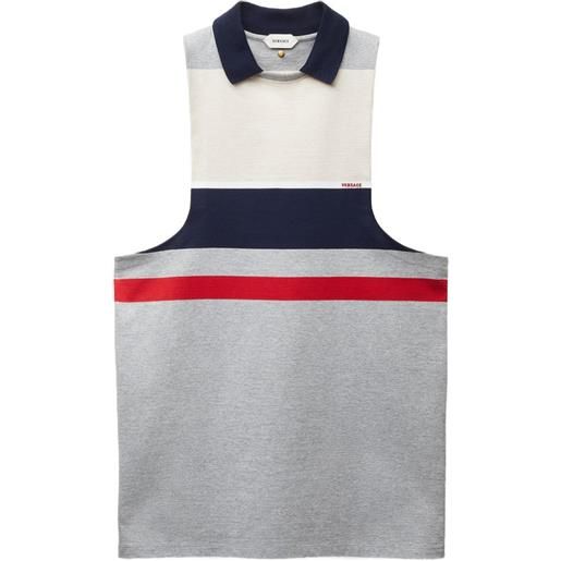 Versace abito corto in jersey di cotone a righe - grigio