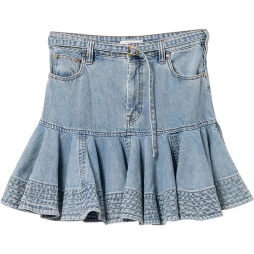 ZIMMERMANN gonna denim con ruches - blu