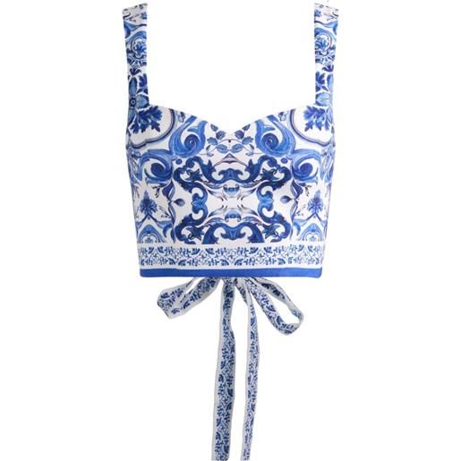 alice + olivia top crop miriam con scollo a cuore - bianco