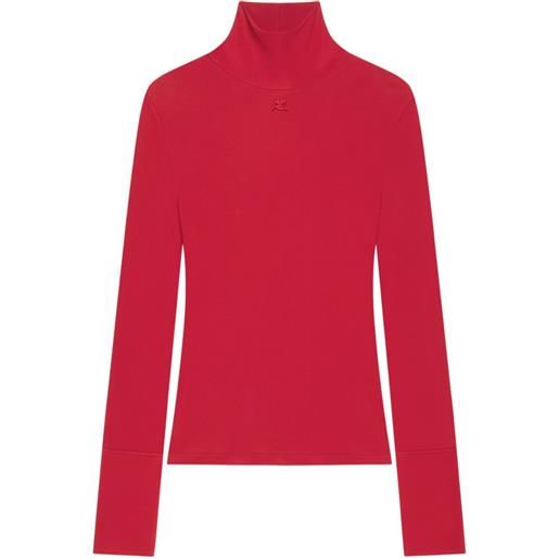 Courrèges t-shirt a maniche lunghe con logo - rosso
