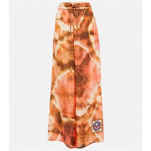 Zimmermann pantaloni vacay in seta a vita alta