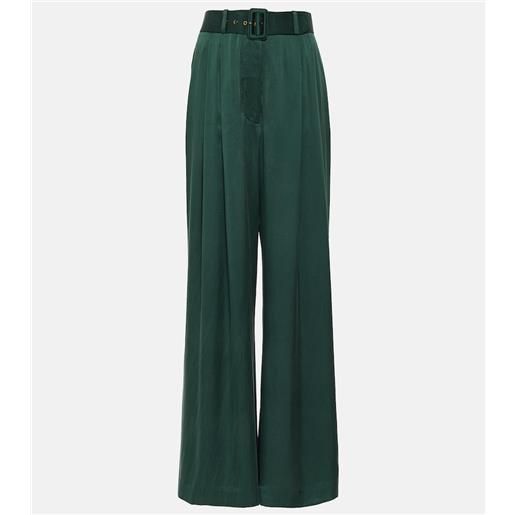 Zimmermann pantaloni tuck in raso di seta