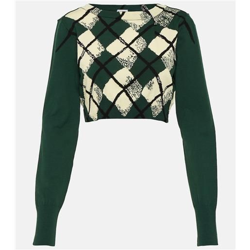 Burberry pullover argyle cropped in cotone