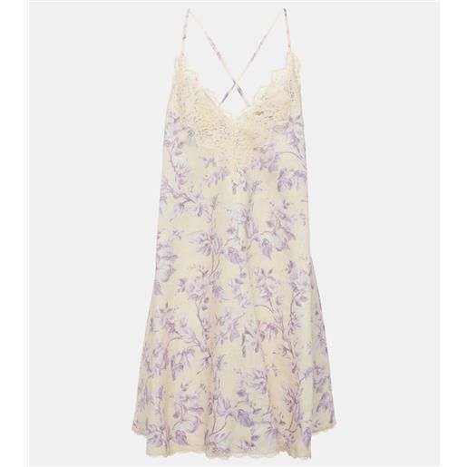 Zimmermann abito sottoveste halliday in lino con pizzo