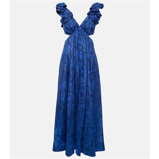 Zimmermann abito midi in seta con stampa paisley