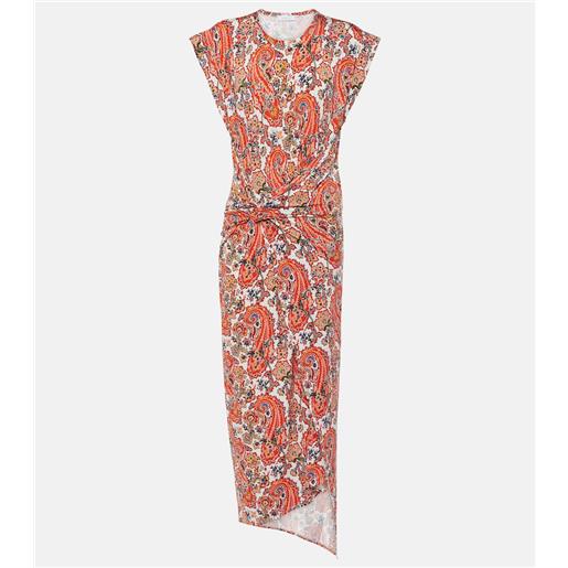 Rabanne abito midi in jersey con stampa paisley