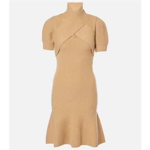 Patou abito corto in lana e cashmere con sciarpa