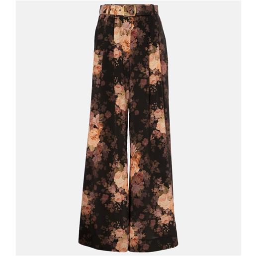 Zimmermann pantaloni illustration a gamba larga in seta