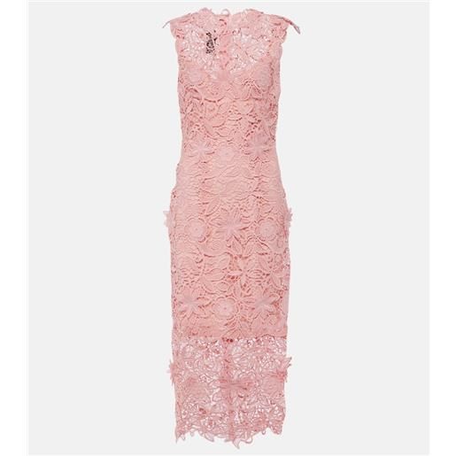 Monique Lhuillier abito midi in pizzo floreale guipure
