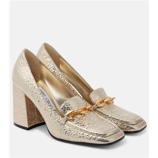 Jimmy Choo pumps mocassino diamond tilda 80 in pelle metallizzata
