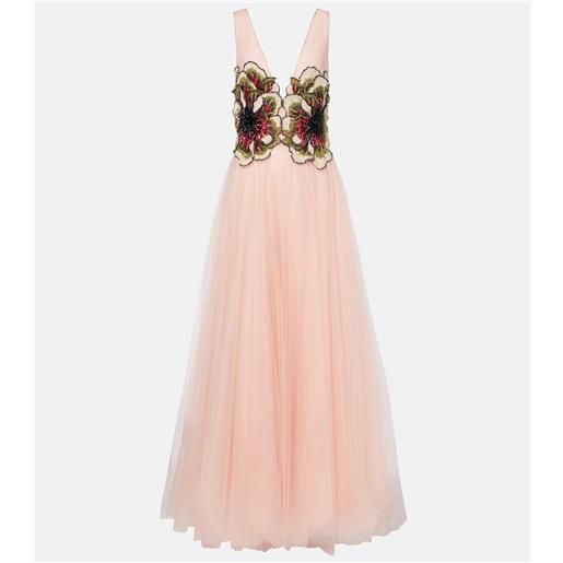 Costarellos abito lungo arion in tulle con paillettes