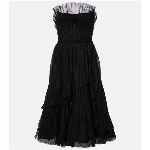 Costarellos abito midi dorea in tulle a balze
