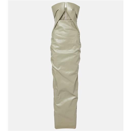 Rick Owens abito lungo prong in denim spalmato