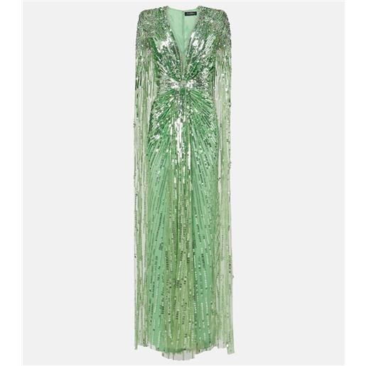 Jenny Packham abito lungo gold rush con paillettes