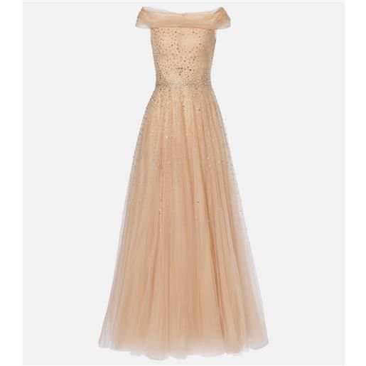 Jenny Packham abito lungo shayla in tulle con cristalli
