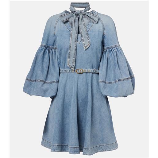 Zimmermann abito corto di jeans con fiocco