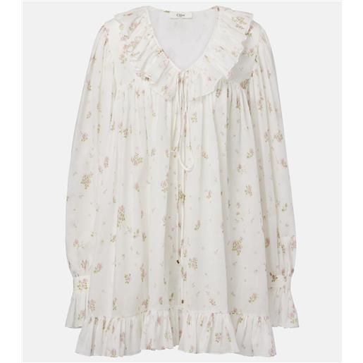 Chloe chloé miniabito in cotone con stampa