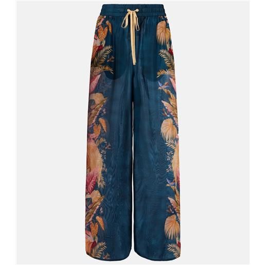 Zimmermann pantaloni ascension in seta con stampa floreale
