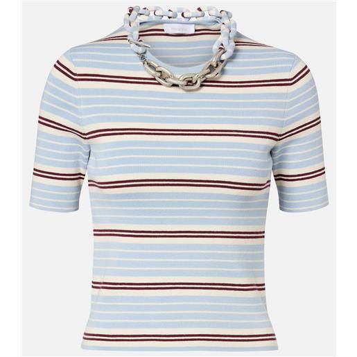 Rabanne top in misto cotone e seta a coste