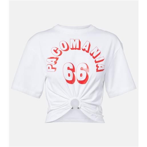 Rabanne t-shirt cropped in misto cotone con stampa