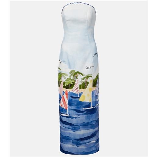 Leo Lin abito bustier ava in lino con stampa