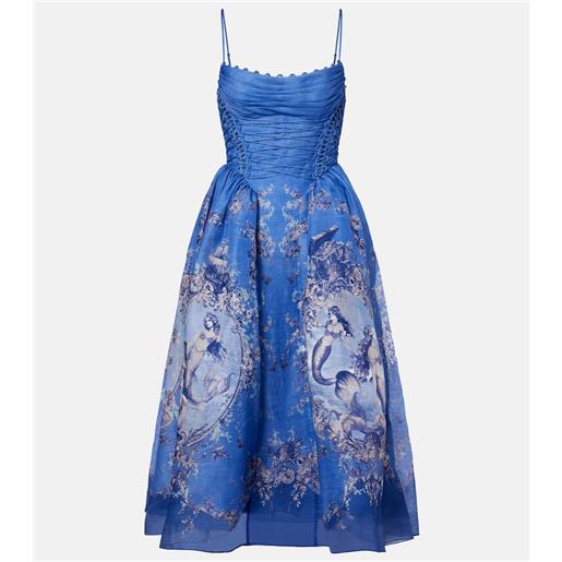 Zimmermann abito midi rebellion in lino e seta
