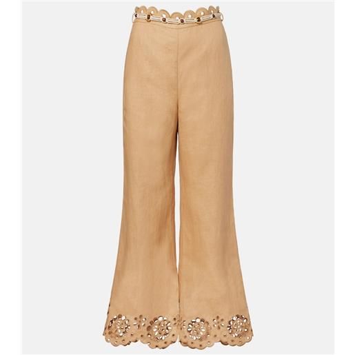 Zimmermann pantaloni flared cropped awaken in lino