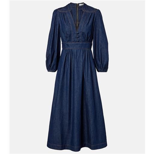 Zimmermann abito midi awaken in denim